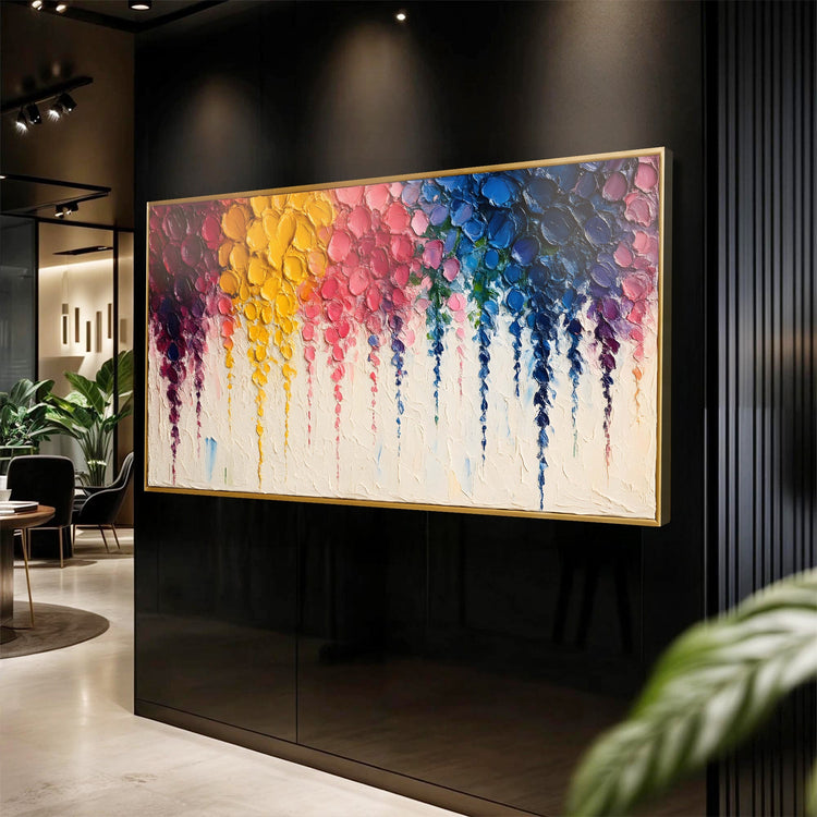 Rainbow Cascade Impasto Wall Art-1