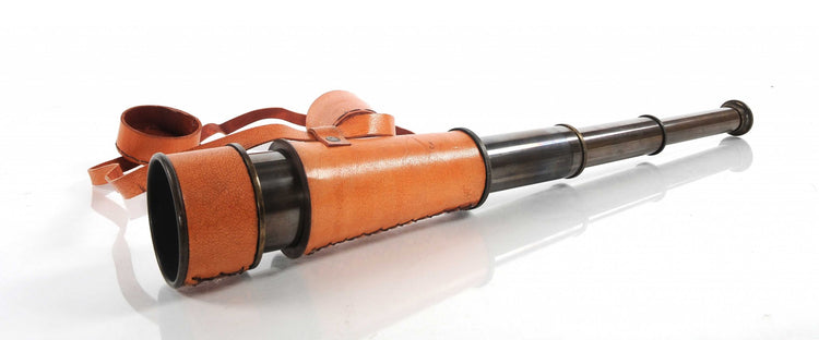 Rustic Brass And Leather Handheld Telescope-2