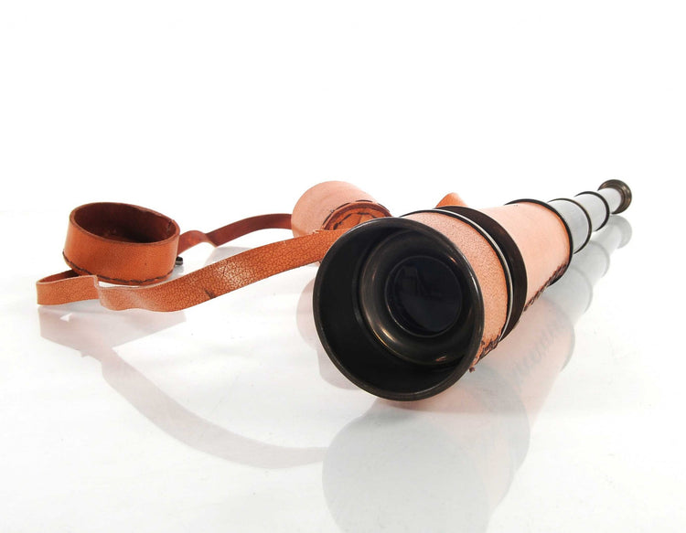 Rustic Brass And Leather Handheld Telescope-3