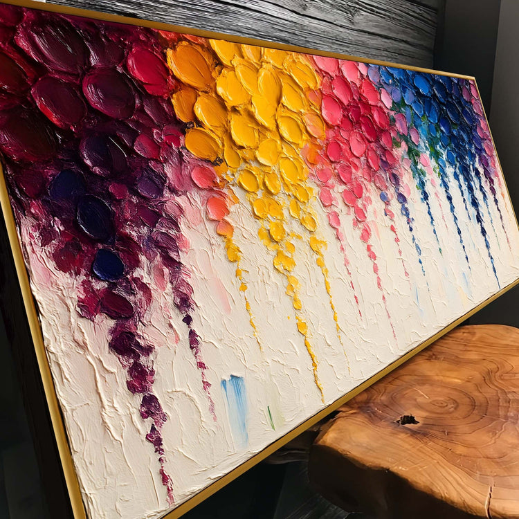 Rainbow Cascade Impasto Wall Art-4