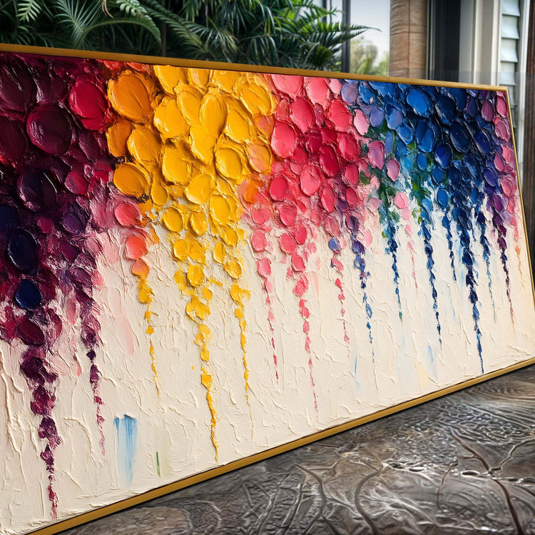 Rainbow Cascade Impasto Wall Art-3