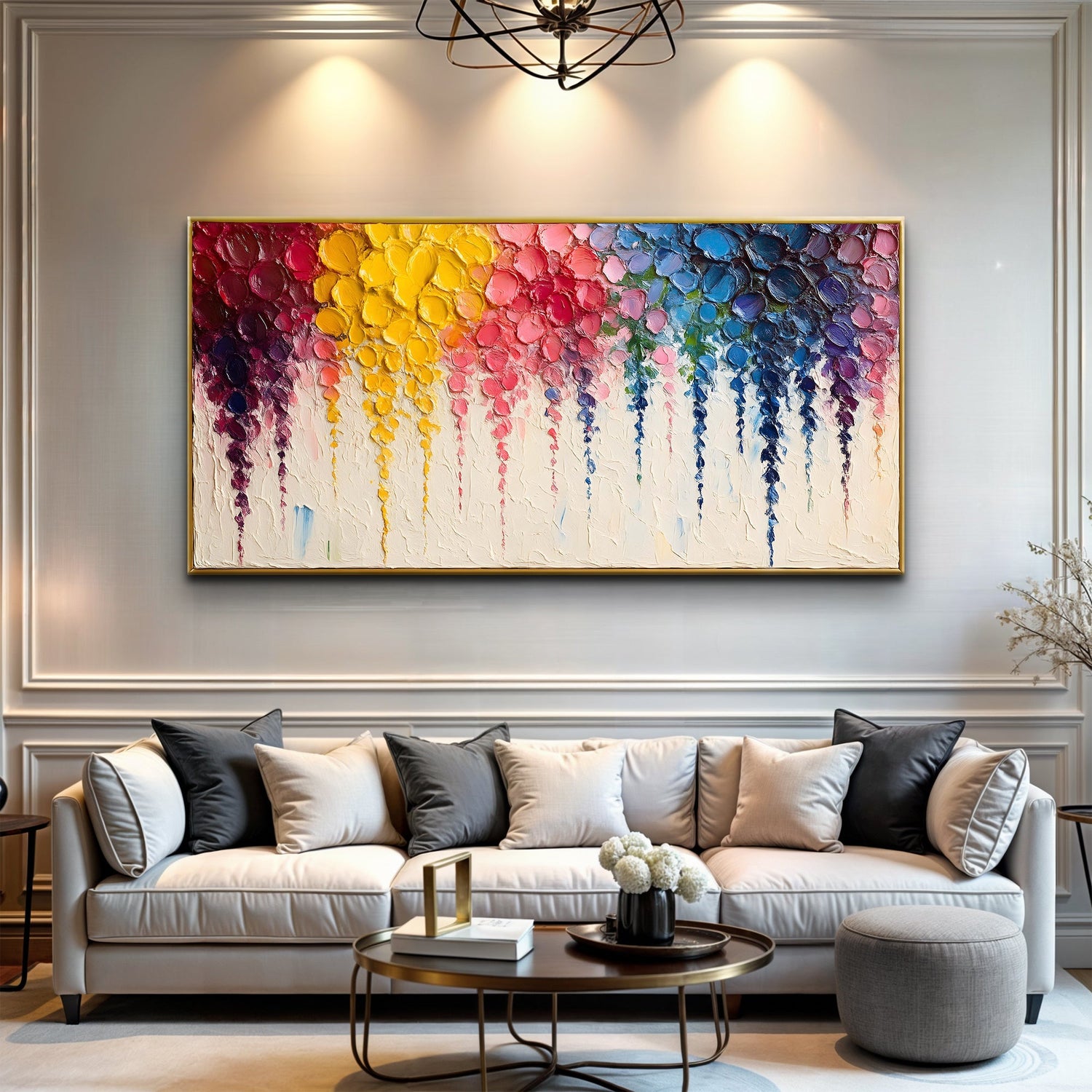 Rainbow Cascade Impasto Wall Art-0