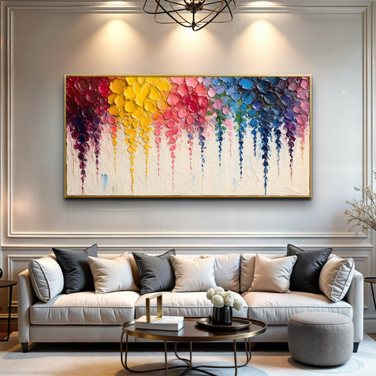 Rainbow Cascade Impasto Wall Art-0