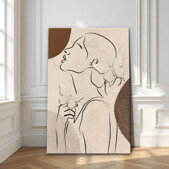 Minimalist Woman Line Art Canvas Wall Art-0