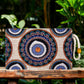 Authentic Kilim Fabric Blue Evil Eye Mandala Design Zipper Clutch Purse, Turkish Carpet, Pouch, Coin Purse, Wallet, Small Storage