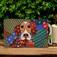 Authentic Kilim Fabric Colorful Modern Dog Art Zipper Clutch Purse, Turkish Carpet, Pouch, Coin Purse, Wallet, Small Storage Puppy Mom
