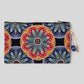 Authentic Kilim Fabric Evil Eye Floral Mandala Design Zipper Clutch Purse, Turkish Carpet, Pouch, Coin Purse, Wallet, Small Storage