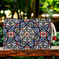 Authentic Kilim Fabric Multicolor Sacred Geometry Design Zipper Clutch Purse, Turkish Carpet, Pouch, Coin Purse, Wallet, Small Storage-1