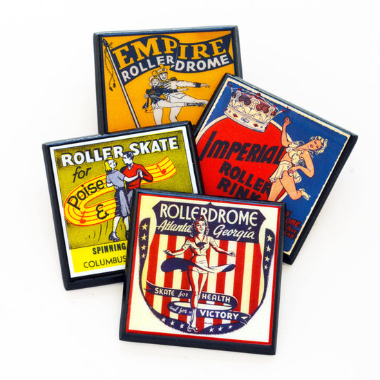 Vintage Roller Skating Rink Drink Coaster Set - Let&